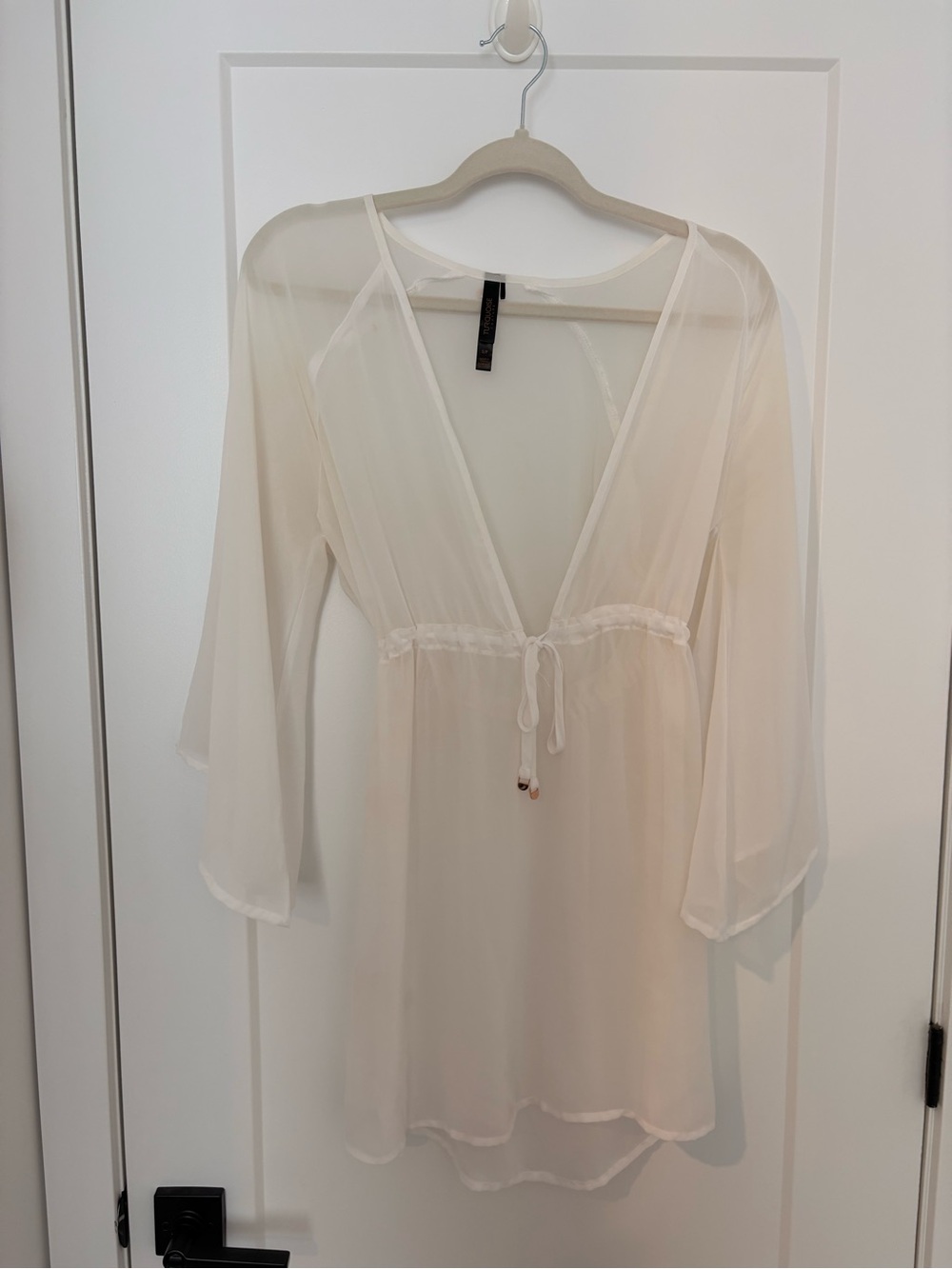 Turquoise Couture Sheer V-Neck Tunic Cover-Up